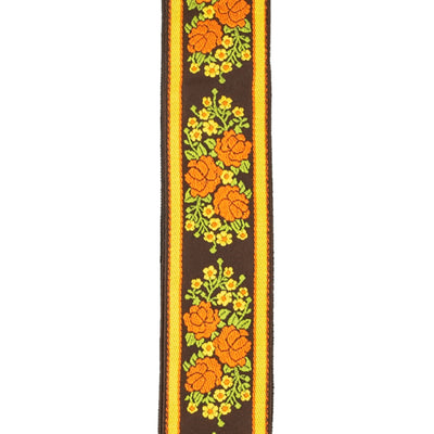 D'Addario Woven Guitar Strap, Peace Love, Brown and Yellow (50PCLV03)