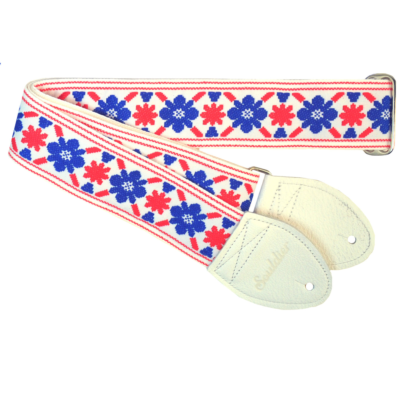 Souldier GS1067WH02WH - Handmade Seatbelt Guitar Strap for Bass, Electric or Acoustic Guitar, 2 Inches Wide and Adjustable Length from 30" to 63"  Made in the USA, Tulip, Cream