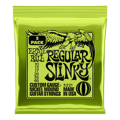 Ernie Ball Regular Slinky Nickel Wound Electric Guitar Strings 3 Pack of 6 Strings Each- 10-46 Gauge