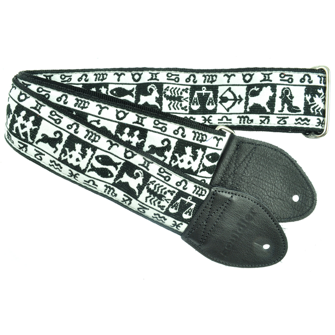 Souldier GS0352BK02BK - Handmade Seatbelt Guitar Strap for Bass, Electric or Acoustic Guitar, 2 Inches Wide and Adjustable Length from 30" to 63"  Made in the USA, Zodiac, Black and White