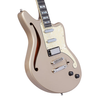 D’Angelico Deluxe Bedford SH Semi-Solid Electric Guitar, Desert Gold (DADBEDSHDSGNS)
