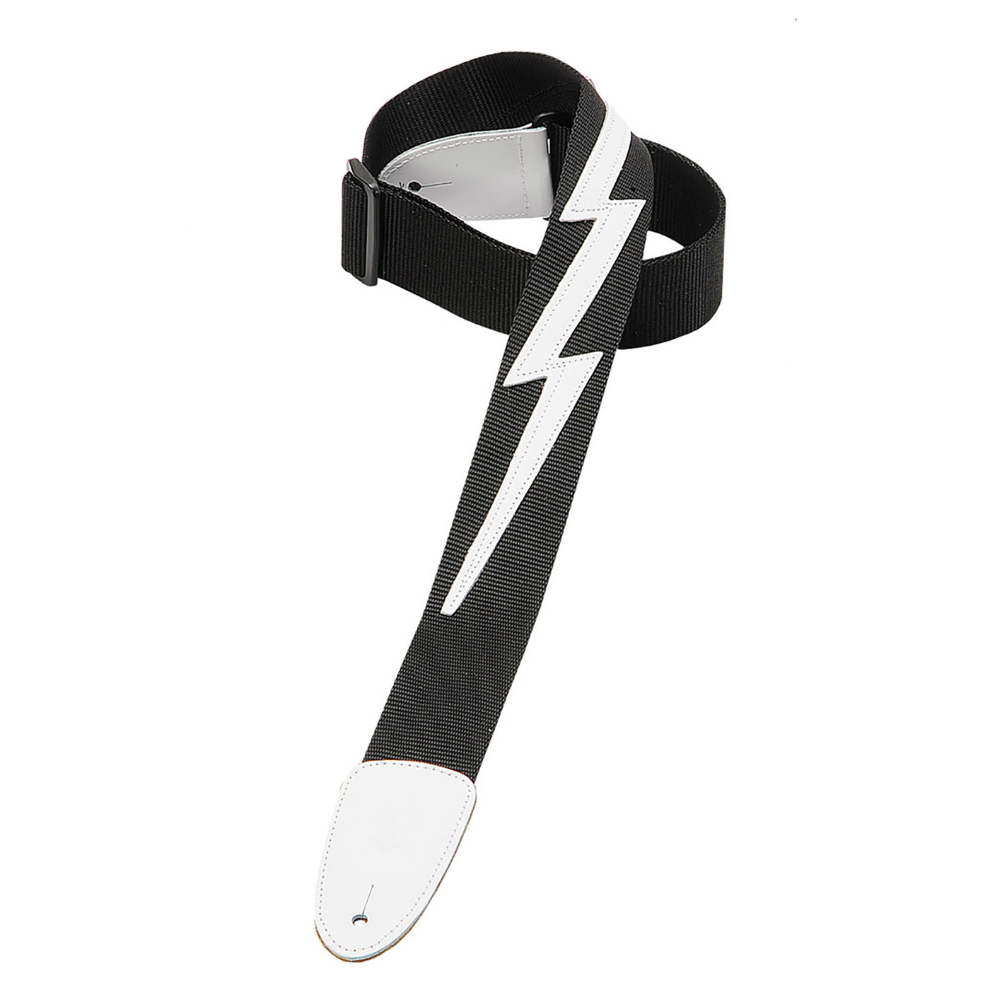 Levy's 2" Polyester Strap in Black with Leather Lightning Bolt