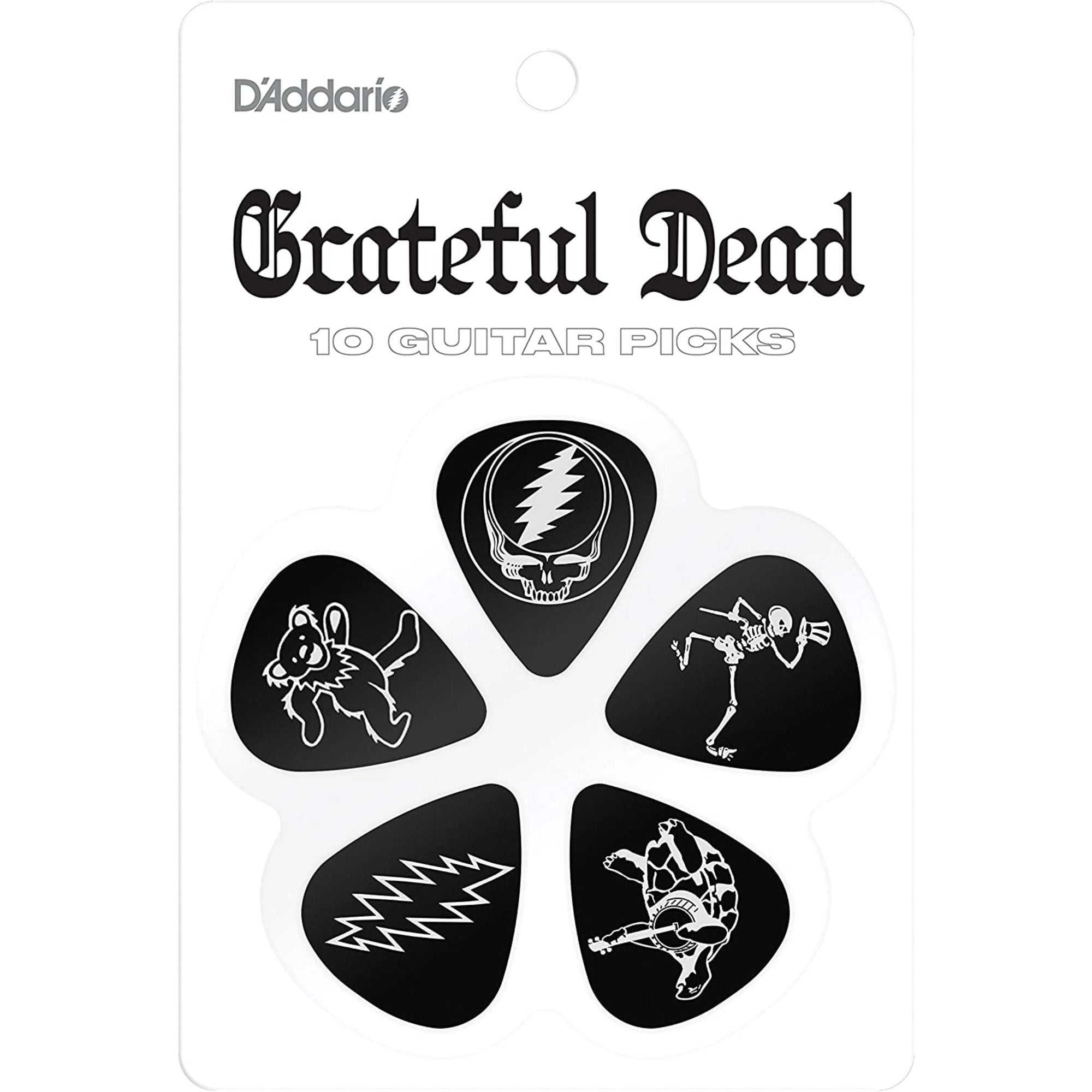 D'Addario Grateful Dead Icons Guitar Picks, Black, 10 Pack, Medium – Interstate