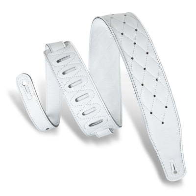 Levy's 2.5" Tufted Leather Strap with Rivets in White