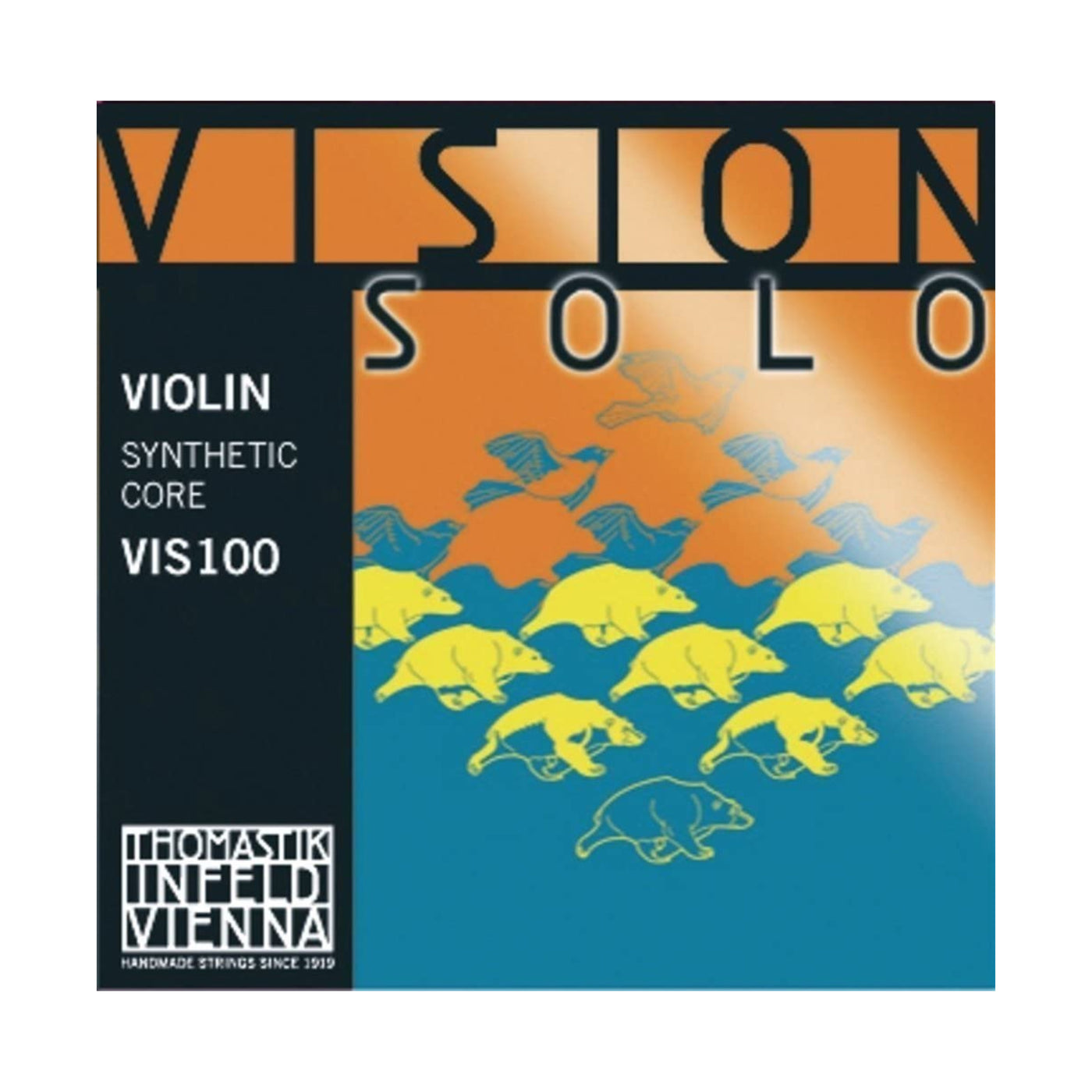 Thomastik Infeld Strings For Violin Vision Solo Set (Silver D) 4/4 Medium, Modern Synthetic Core, Wound, VIS101
