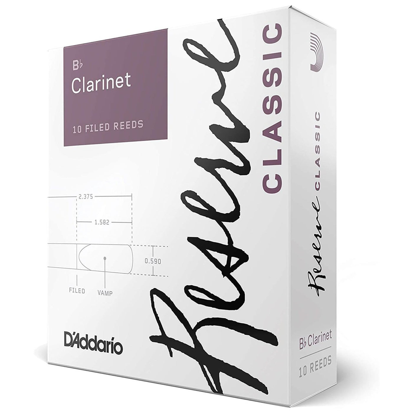 D'Addario Reserve Classic Bb Clarinet Reeds, Strength 2.5, 10-pack