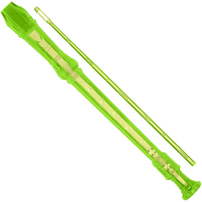 Ravel Transparent Recorder with Cleaning Rod and Bag, Green (EM570GN)