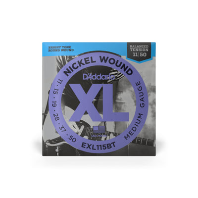 D'Addario Nickel Wound Electric Guitar Strings, Balanced Tension Medium, 11-50 (EXL115BT)