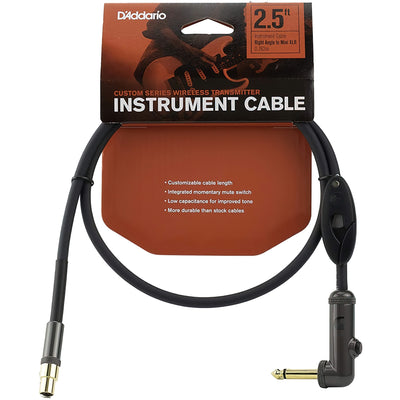 D'Addario Wireless Transmitter Instrument Cables, Right Angle Plug, 2.5 foot (PW-WGRA-02)
