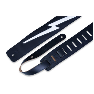 Levy's 2.5" Leather Strap in Black with Leather Lightning Bolt