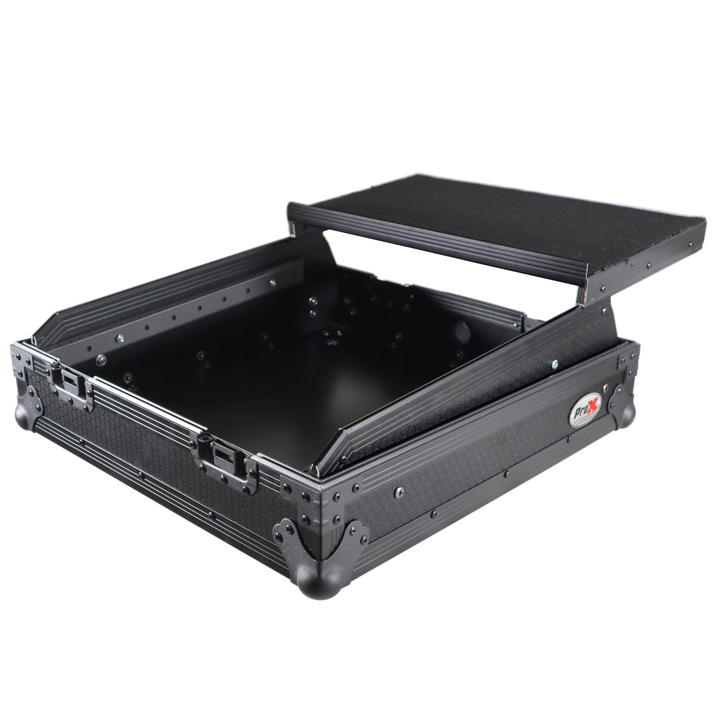 ProX XS-19MIXLTBL 10U Top Mount DJ Mixer Case, 19" Slanted, Pro Audio Equipment Storage, Black On Black