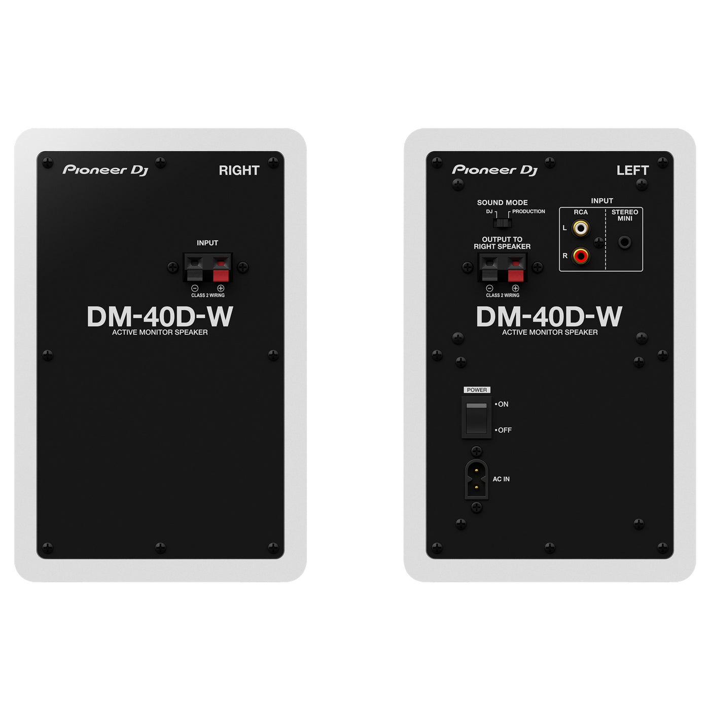 Pioneer DJ DM-40DW 4-Inch Desktop Studio Monitor System, Professional Electronic Audio Equipment - White