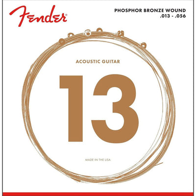 Fender Phosphor Bronze Wound Acoustic Guitar Strings, Gauges .012-.053 (0730060403)
