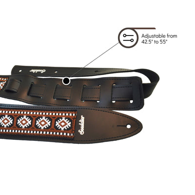 Souldier TGS0921BK02BK - Handmade Souldier Fabric Torpedo Strap for Bass, Electric, or Acoustic Guitar, Adjustable Length from 42.5" to 55" Made in the USA, Brown