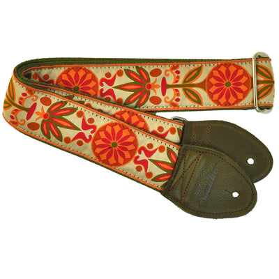 Souldier GS0085OD02OL - Handmade Seatbelt Guitar Strap for Bass, Electric or Acoustic Guitar, 2 Inches Wide and Adjustable Length from 30" to 63"  Made in the USA, Daisy, Natural