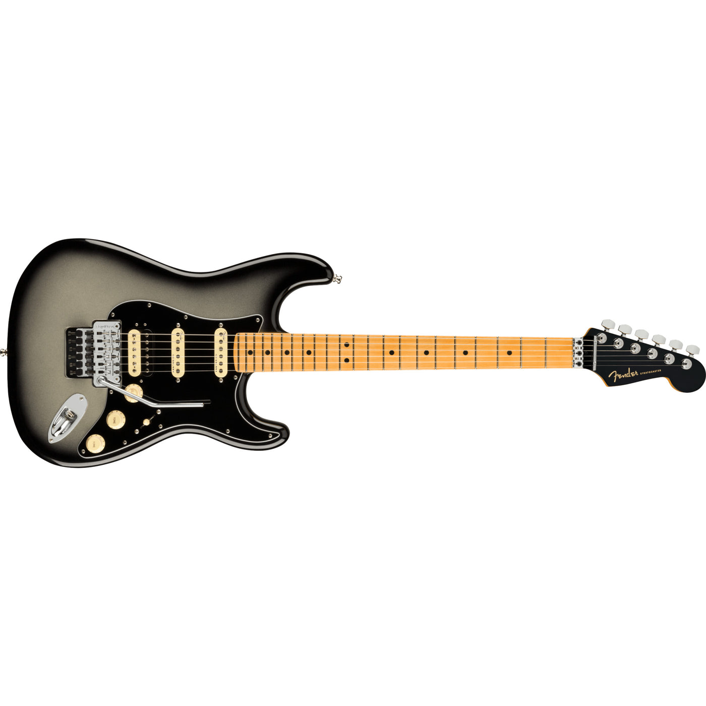 American Ultra Luxe Stratocaster Floyd Rose HSS Electric Guitar, Silverburst (0118072791)