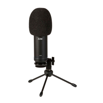 On-Stage Stands AS700 USB Powered Microphone with USB Cable, Mini Tripod Microphone Stand, Swiveling Microphone Clip, and Foam Windscreen