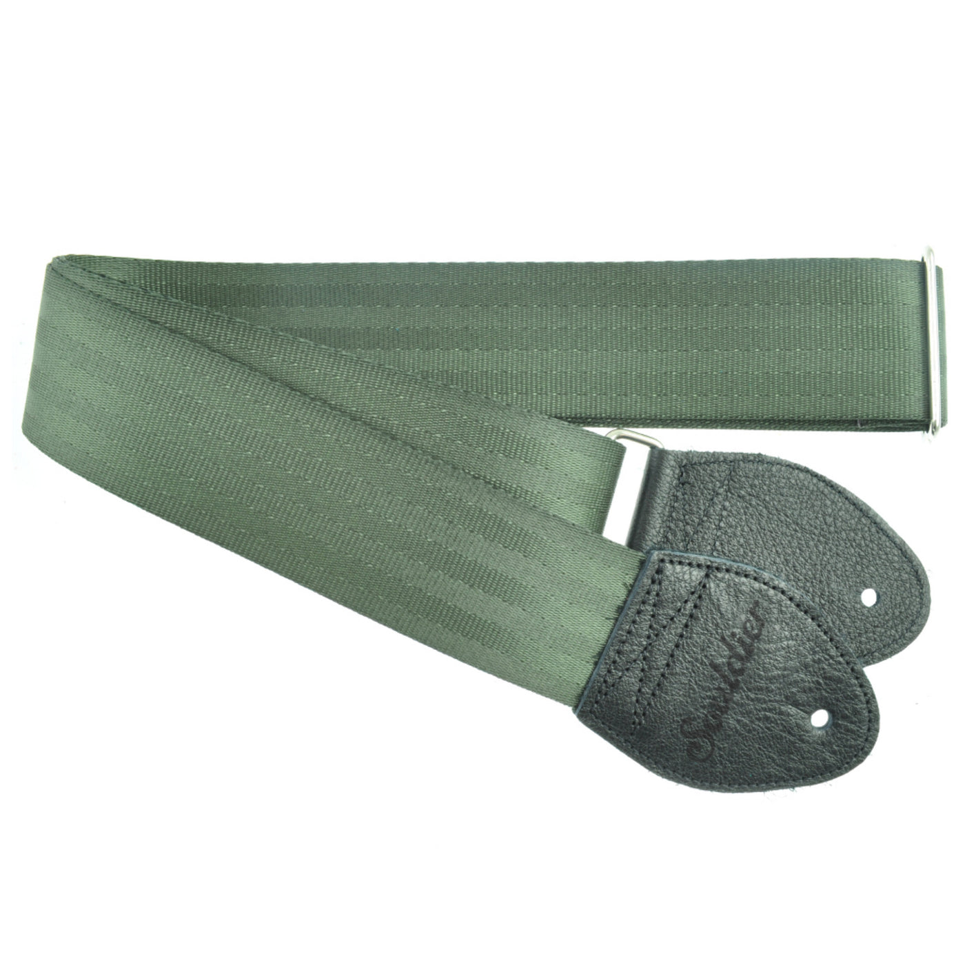 Souldier GS0000FG04BK - Handmade Seatbelt Guitar Strap for Bass, Electric or Acoustic Guitar, 2 Inches Wide and Adjustable Length from 30" to 63"  Made in the USA, Forest Green