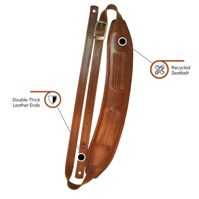 Souldier SSD0000CB02CB - Handmade Souldier Plain Saddle Strap for Bass Electric, or Acoustic Guitar, 2.5 Inches Wide and Adjustable up to 57" made in the USA, Brown
