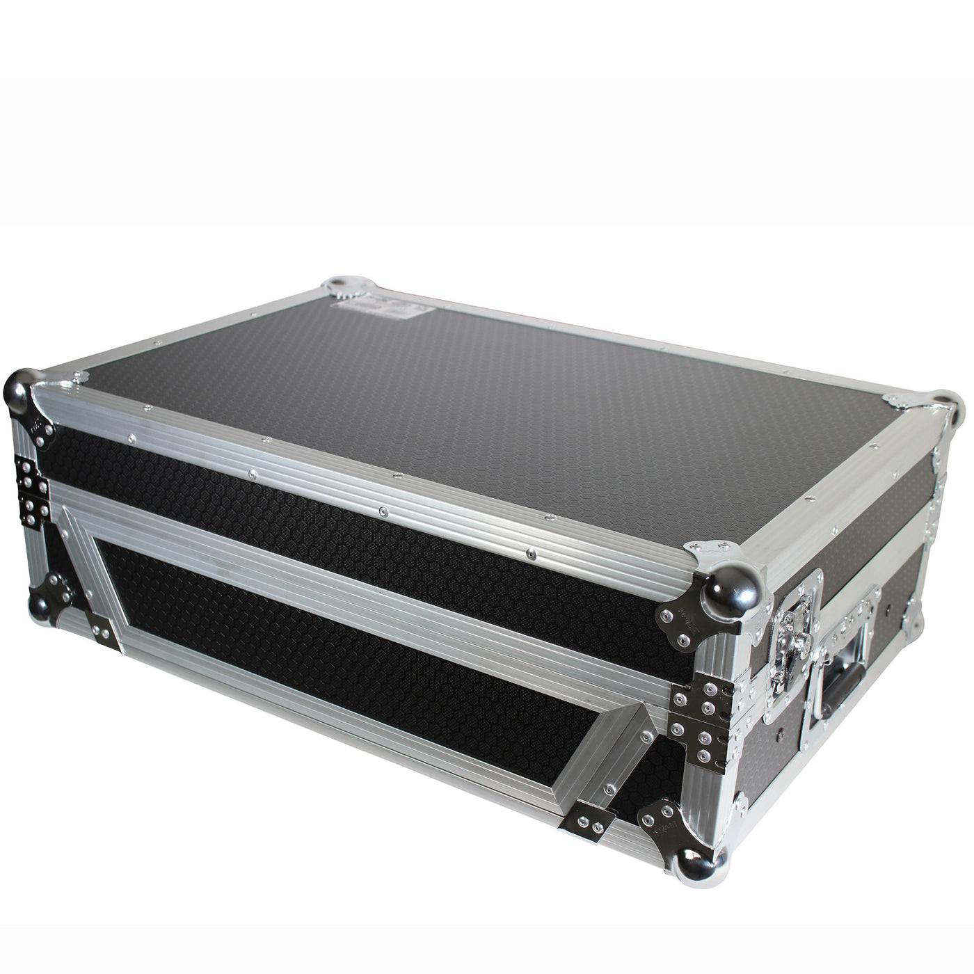 ProX XS-PRIME2LT ATA-300 Style Flight Case, For Denon PRIME 2 DJ Controller, With Laptop Shelf 1U Rack Space, Pro Audio Equipment Storage, Silver on Black