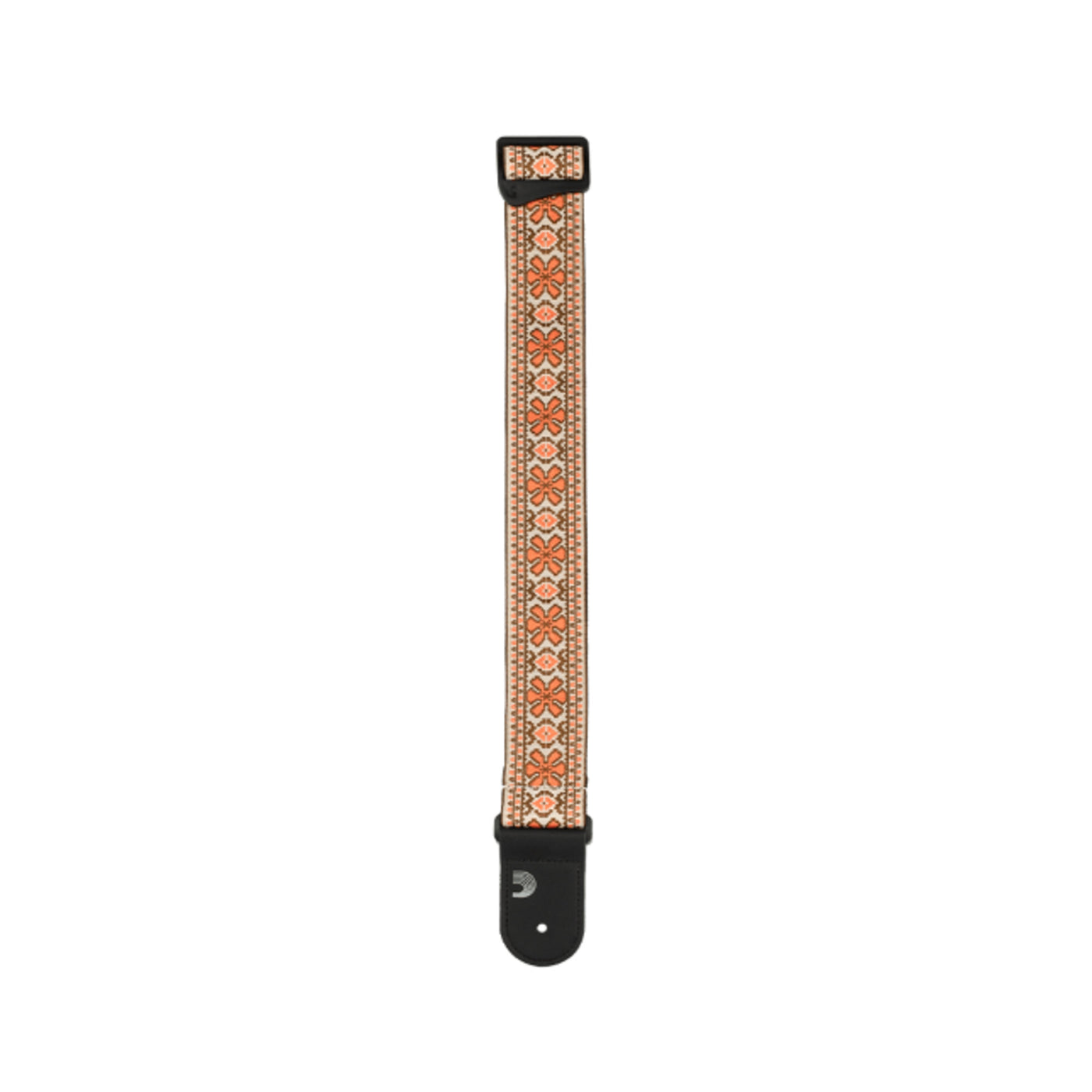 D'Addario Woven Guitar Strap, Peace Love, Orange Pattern (50PCLV02)