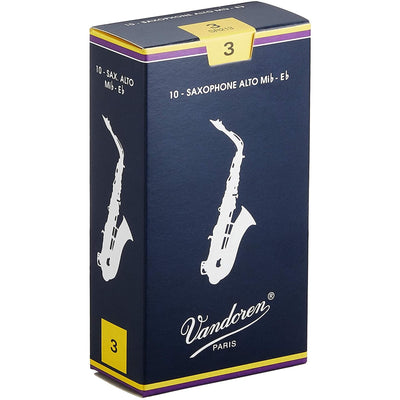 Vandoren Alto Saxophone Traditional Reeds Strength #3; Box of 10