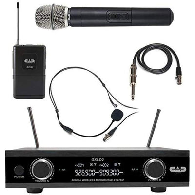 CAD Audio GXLD2HBAH Digital Dual-Channel Wireless Combo Handheld and Bodypack Microphone System, AH Frequency (GXLD2HBAH)