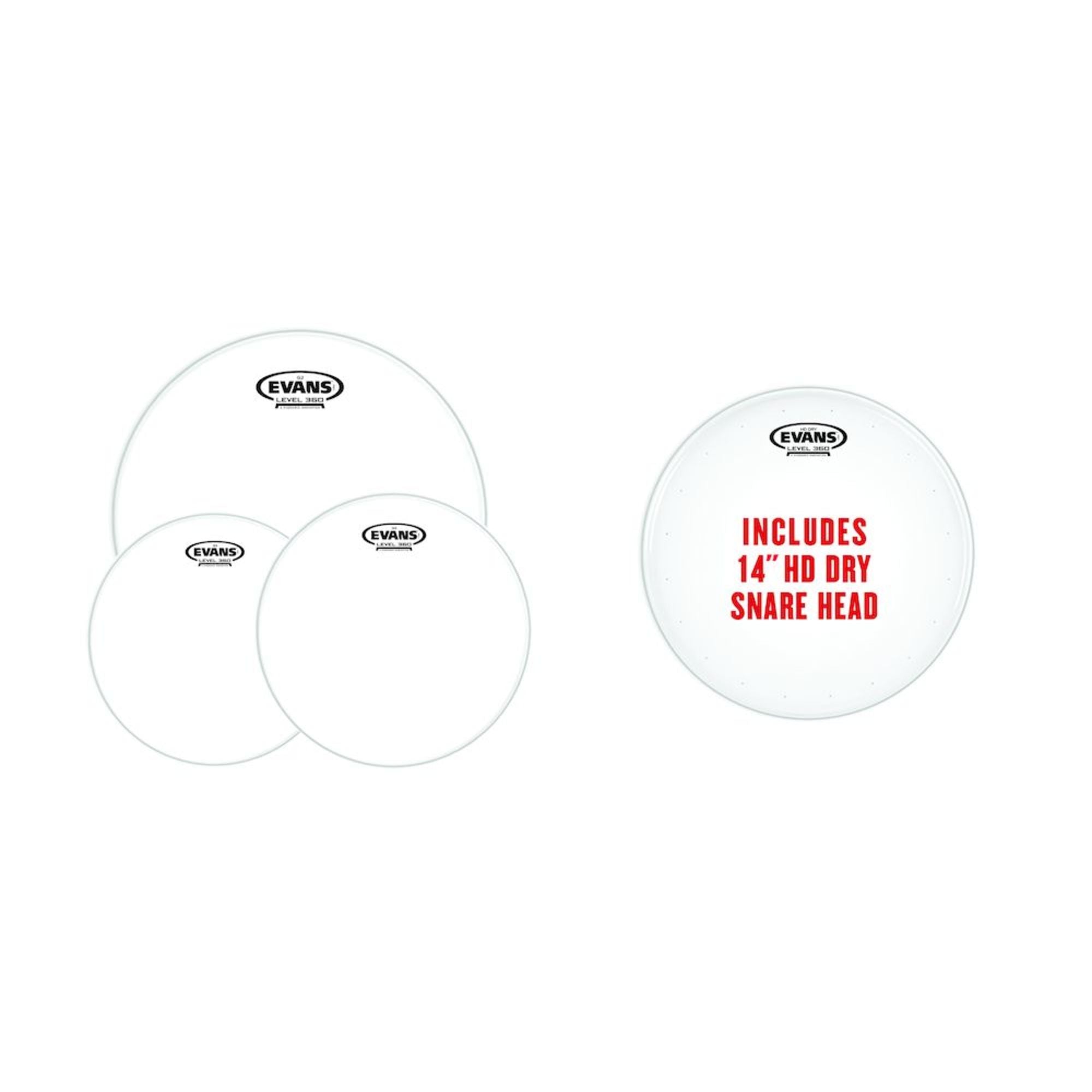 Evans G2 Clear Tom Pack, Rock - 10/12/16" with 14" HD Dry Snare Batter – Interst