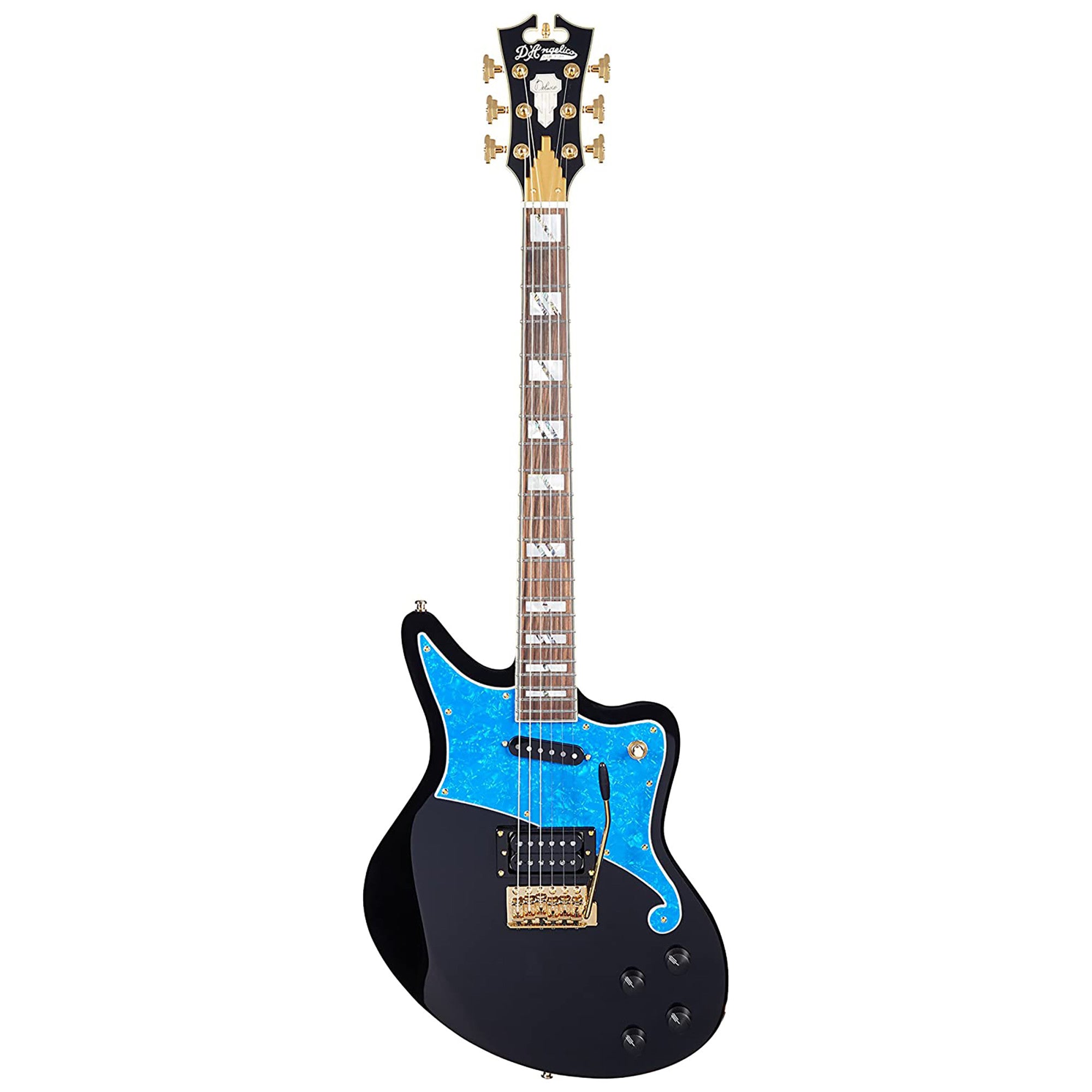 D'Angelico Deluxe Bedford Solidbody Electric Guitar - Black with Blue – Intersta