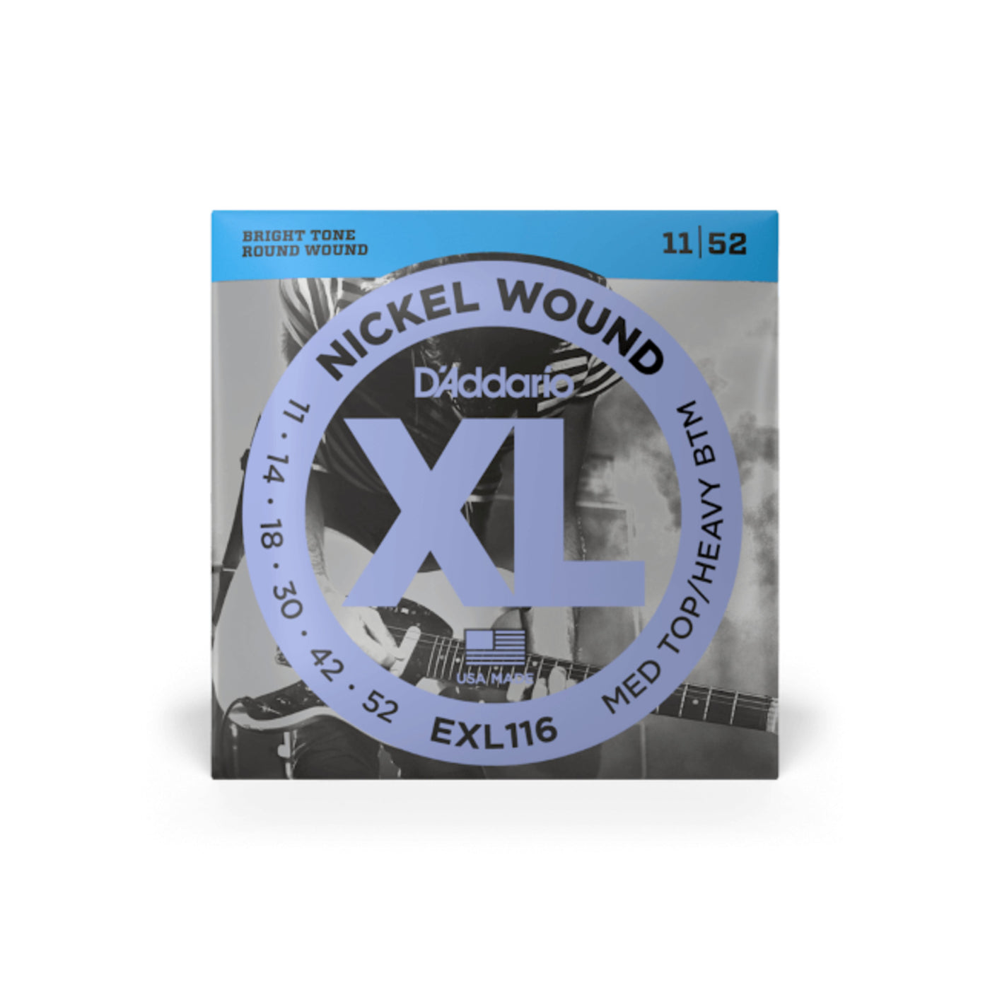 D'Addario Nickel Wound Electric Guitar Strings, Medium Top/Heavy Bottom, 11-52 (EXL116)