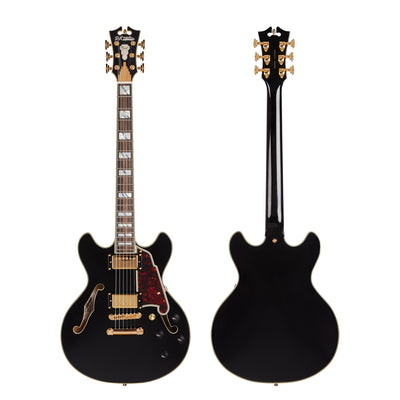 D'Angelico Excel Mini Double Cutaway with Stop-Bar Tailpiece, Black (DAEMINIDCSBKGS)