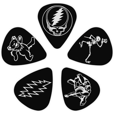D'Addario Grateful Dead Icons Guitar Picks, Black, 10 Pack, Medium (1CBK4-10GD1)