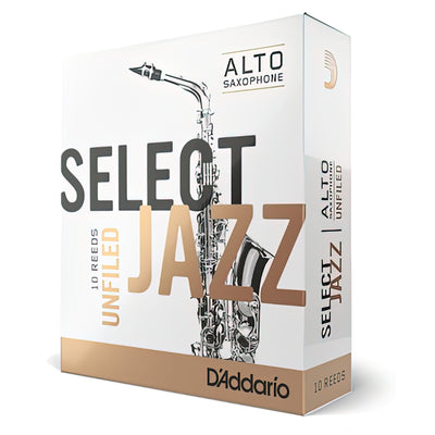 D'Addario Select Jazz Unfiled Alto Saxophone Reeds, Strength 2 Hard, 10-Pack (RRS10ASX2H)