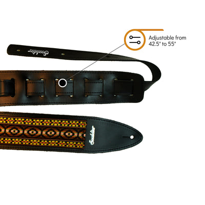 Souldier TGS0259BK02BK - Handmade Souldier Fabric Torpedo Strap for Bass, Electric, or Acoustic Guitar, Adjustable Length from 42.5" to 55" Made in the USA, Brown