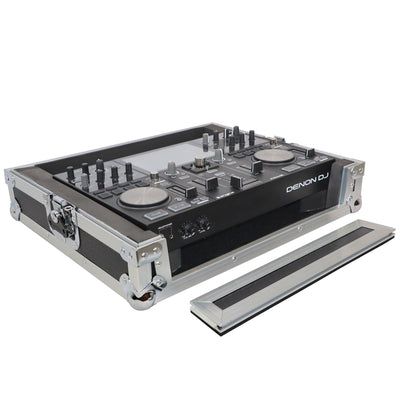 ProX X-PRIMEGO ATA Style Flight Travel Case, For Denon DJ Prime Go Digital Controller, Pro Audio Equipment Storage, Silver On Black