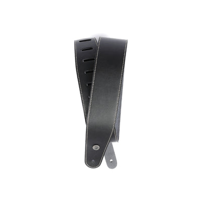 D'Addario Classic Leather Guitar Strap with Contrast Stitch, Black (25LS00-DX)