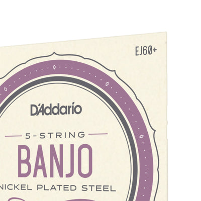 D'Addario 5-String Banjo Strings, Nickel, Light Plus, 9.5-20 (EJ60+)
