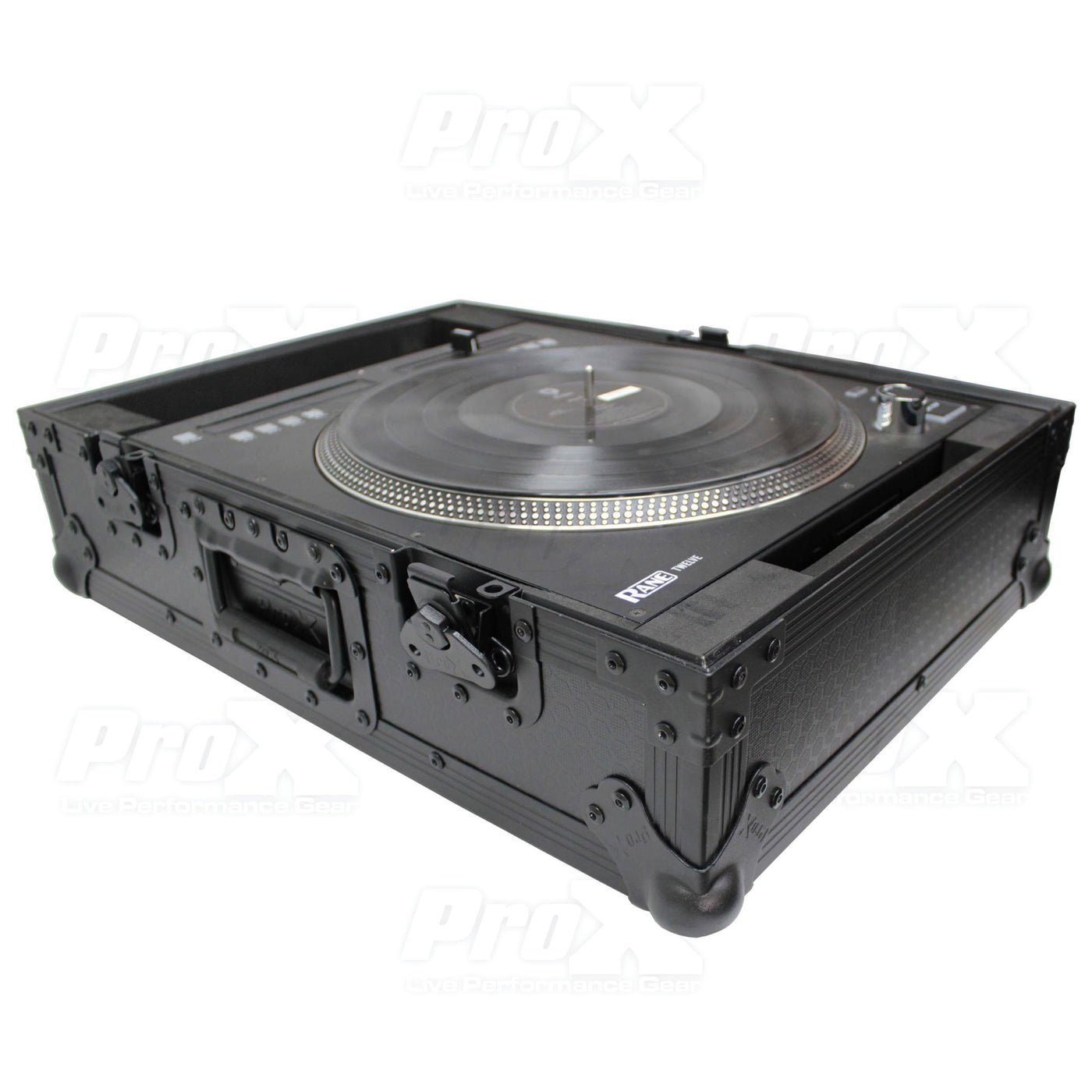 ProX XS-RANE12BL ATA-300 Style Flight Case, For Rane 12 Motorized DJ Control System, Pro Audio Equipment Storage, Black on Black