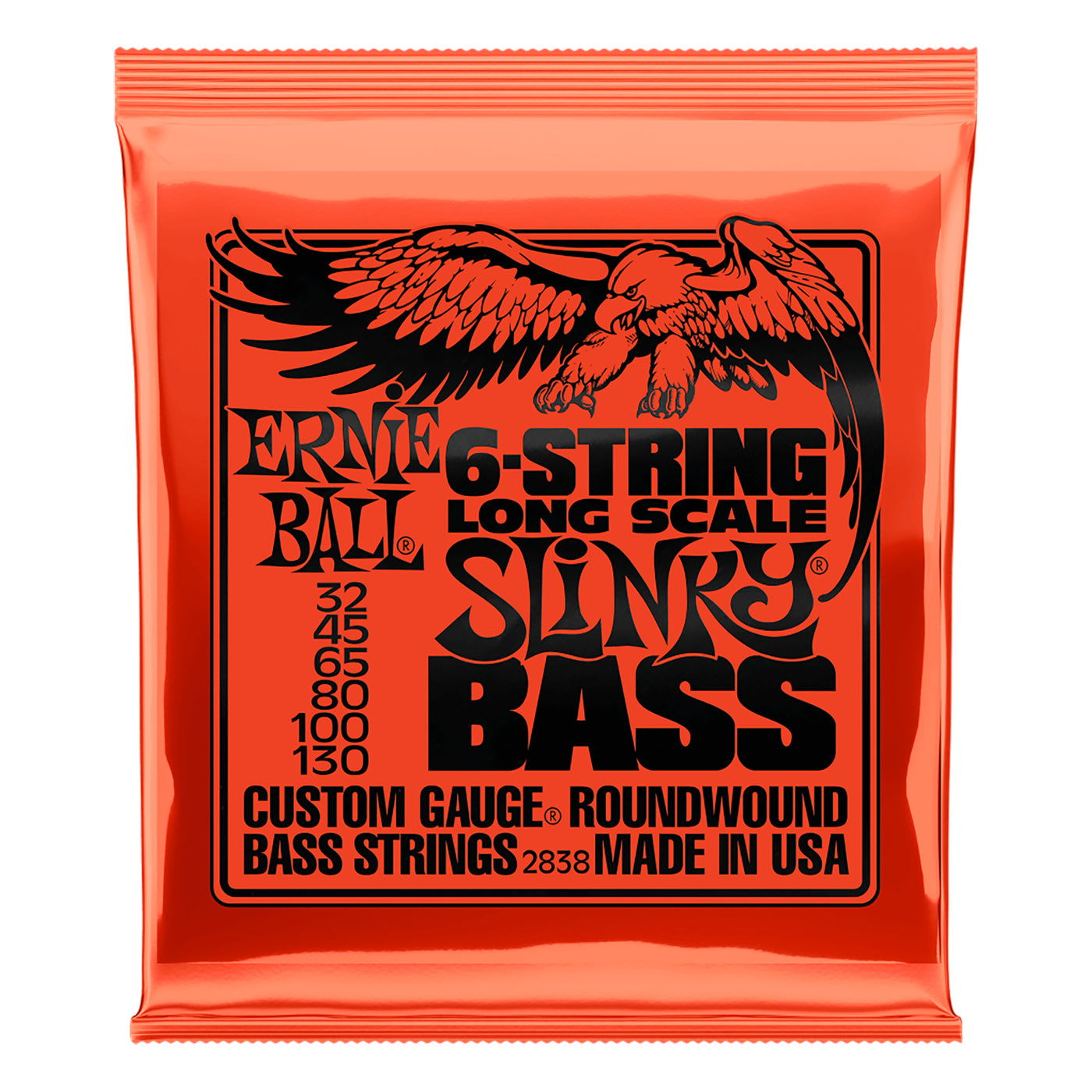Ernie Ball Slinky Long Scale 6-String Nickel Wound Electric Bass Strings - 32-130 Gauge
