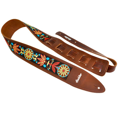 Souldier TGS0661BR01BR - Handmade Souldier Fabric Torpedo Strap for Bass, Electric, or Acoustic Guitar, Adjustable Length from 42.5" to 55" Made in the USA, Nutmeg
