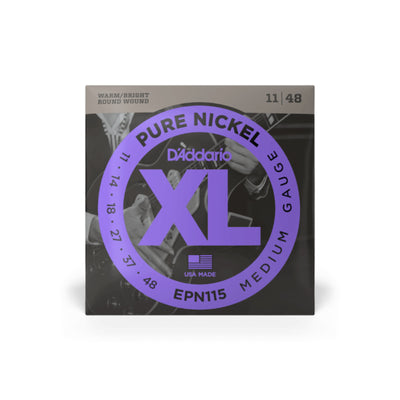 D'Addario Pure Nickel Electric Guitar Strings, Blues/Jazz Rock, 11-48 (EPN115)