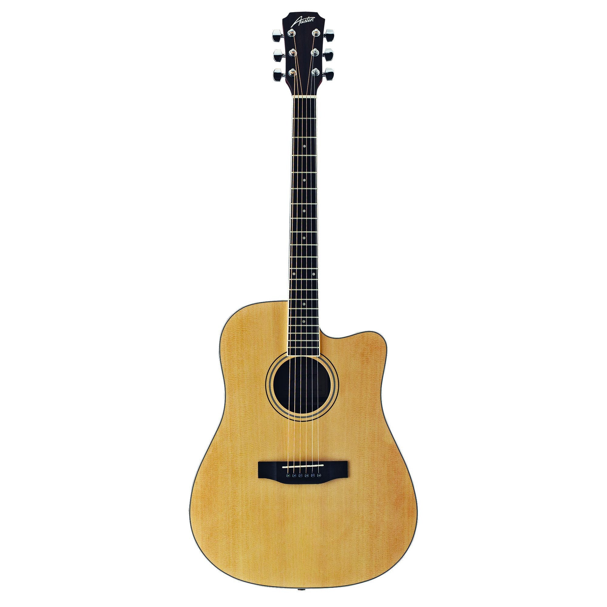 Austin Acoustic-Electric Dreadnought Guitar, Gloss Natural – Interstate Music