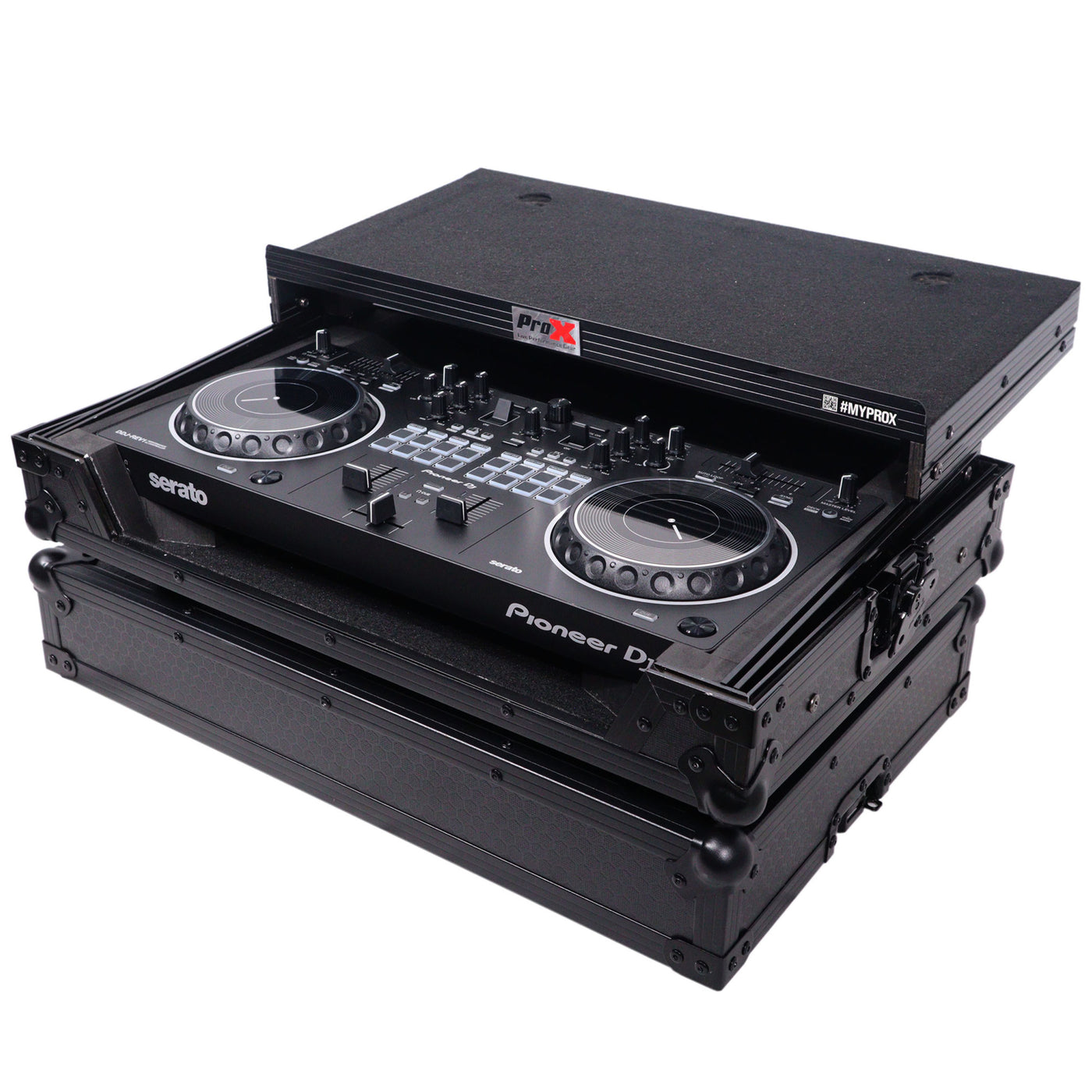 ProX X-DDJREV1LTBL ATA Flight Case, For Pioneer DDJ-REV1 DJ Controller, With Laptop Shelf, Pro Audio Gear Storage, Black