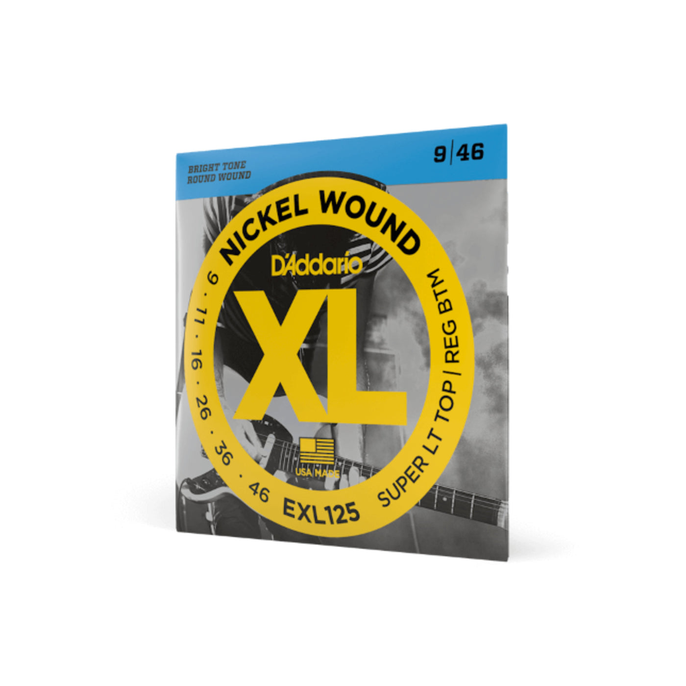 D'Addario Nickel Wound Electric Guitar Strings, Super Light Top/ Regular Bottom, 09-46 (EXL125)