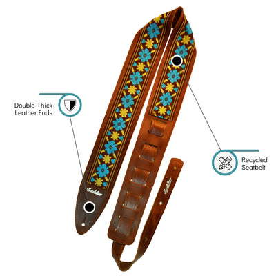 Souldier TGS1072CB02CB - Handmade Souldier Fabric Torpedo Strap for Bass, Electric, or Acoustic Guitar, Adjustable Length from 42.5" to 55" Made in the USA, Brown