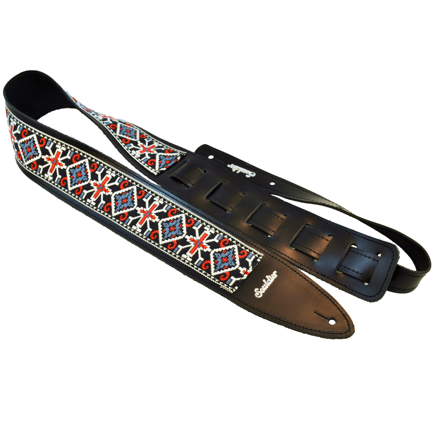 Souldier TGS1317BK02BK - Handmade Souldier Fabric Torpedo Strap for Bass, Electric, or Acoustic Guitar, Adjustable Length from 42.5" to 55" Made in the USA, Blue
