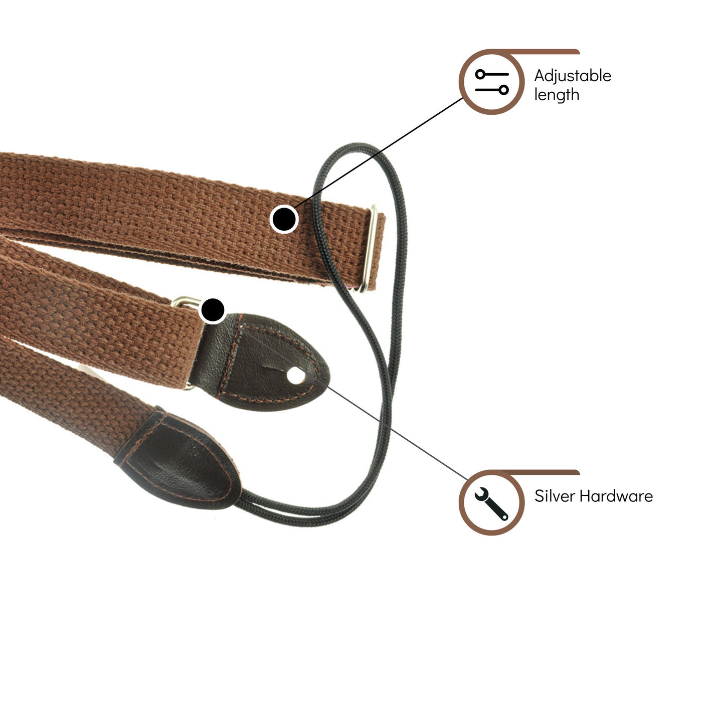Souldier FMDA0000BR04DB - Handmade Souldier Fabric F-Style Mandolin Straps, 1 Inch Width and Adjustable Length, Brown