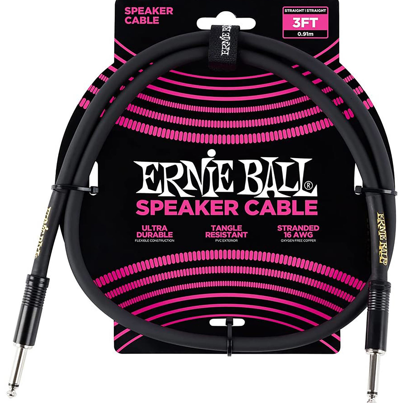 Ernie Ball 3' Straight / Straight Speaker Cable