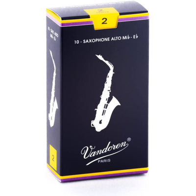 Vandoren Alto Saxophone Traditional Reeds Strength #2; Box of 10