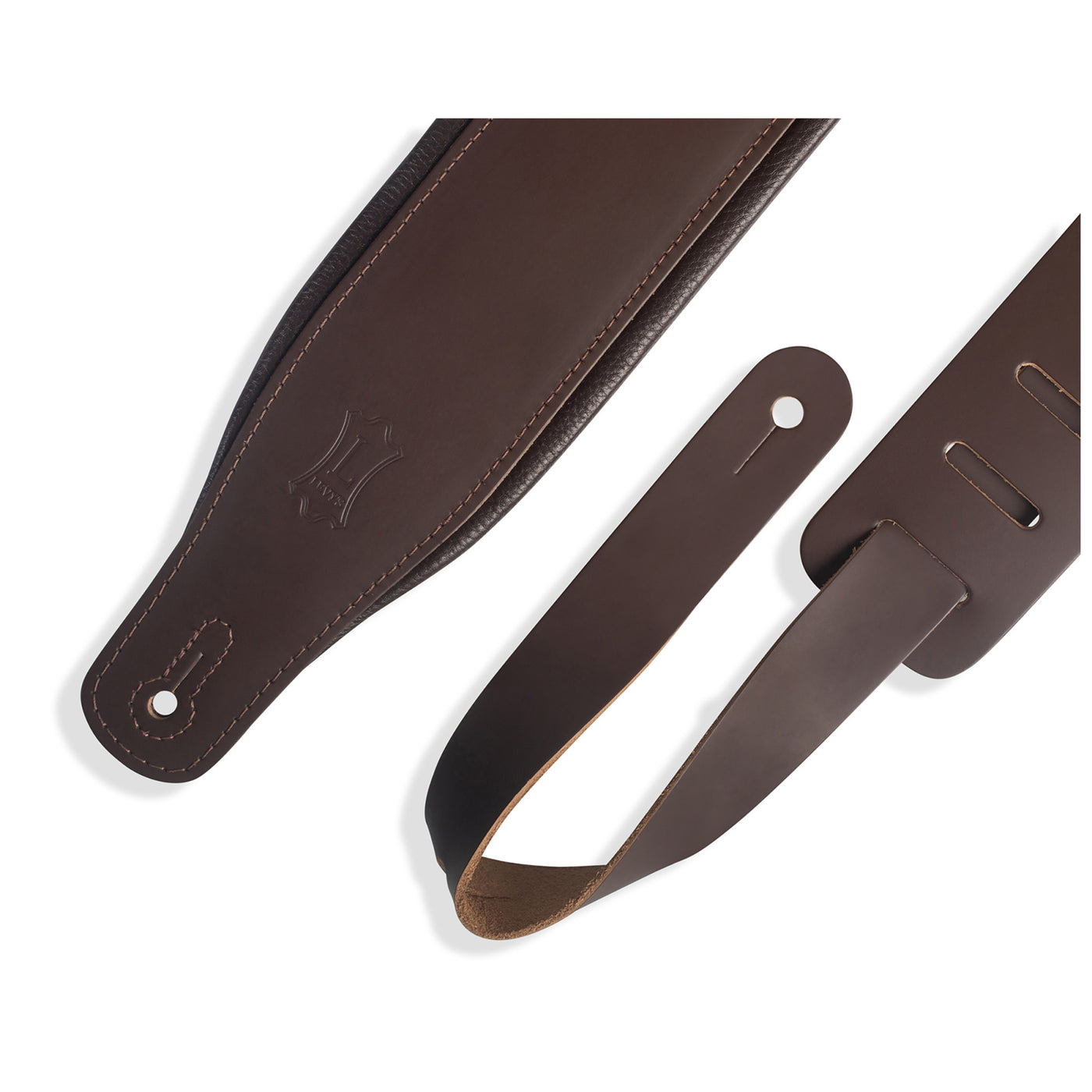 Levy's 3" Padded Leather Strap in Dark Brown with Dark Brown Backing